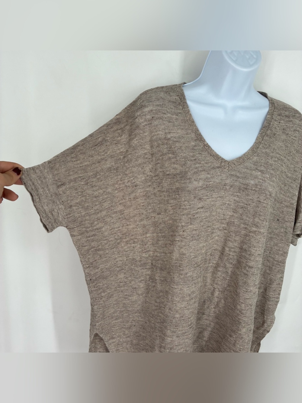 Eileen Fisher Organic Linen Oversized Lagenlook Top Blouse Cream Tan XXS Small